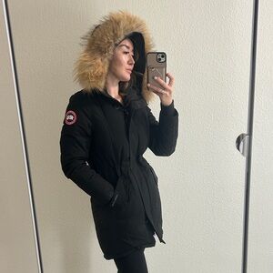Women's Black Parka with Fur Hood
